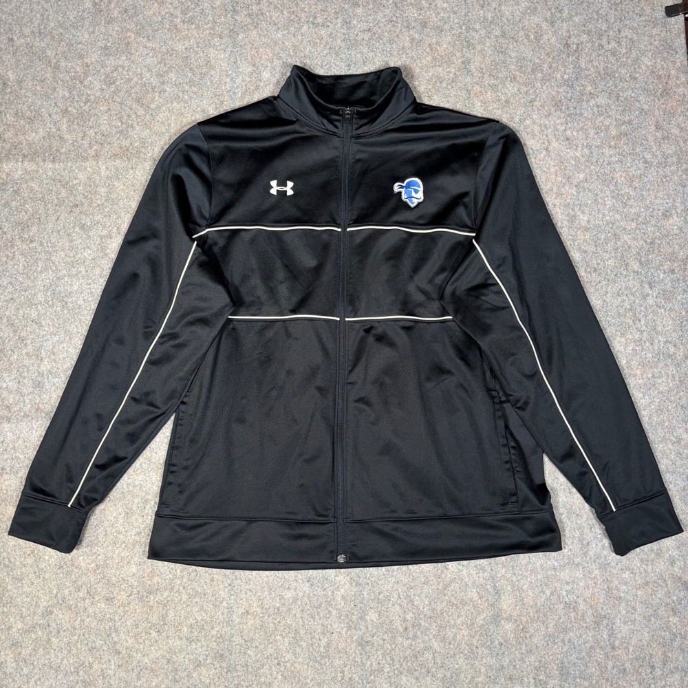Under Armour Seton Hall Pirates Track Jacket Mens 2XL Black Full Zip White Strip